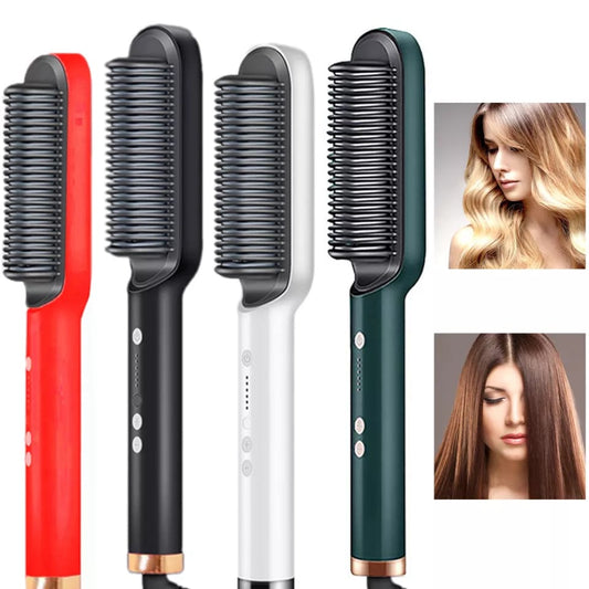 Hair Straightener Brush Curling Comb 2 In 1 Hair