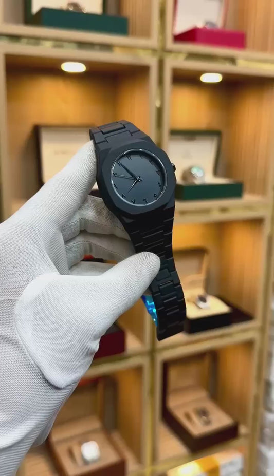 Full Black Aura Quartz Watch with box